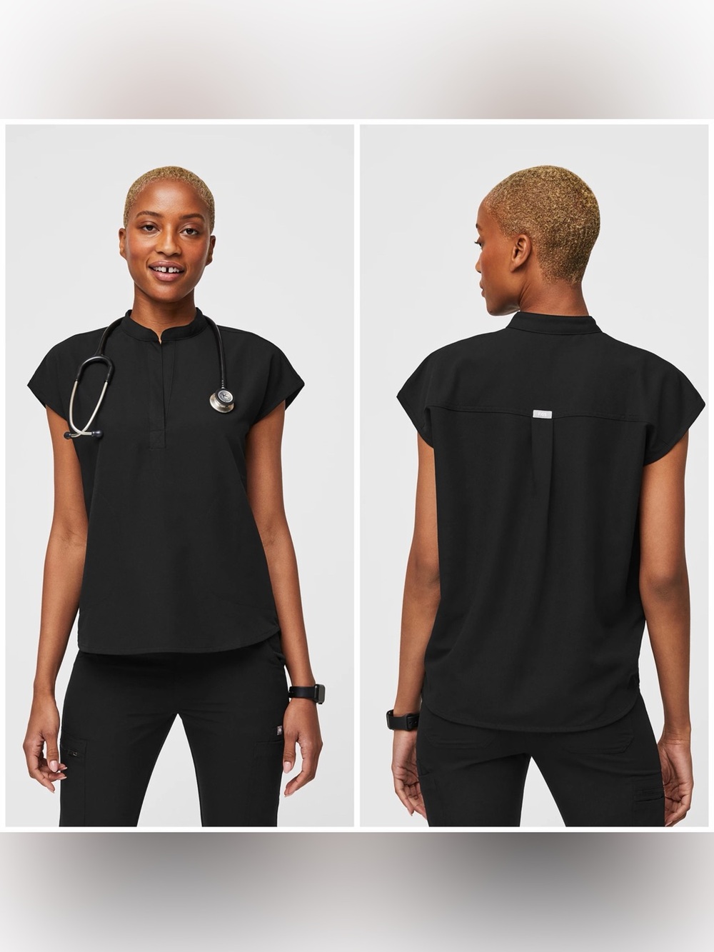 Figs Rafaela Black Oversized Women Scrub Top (Size S)